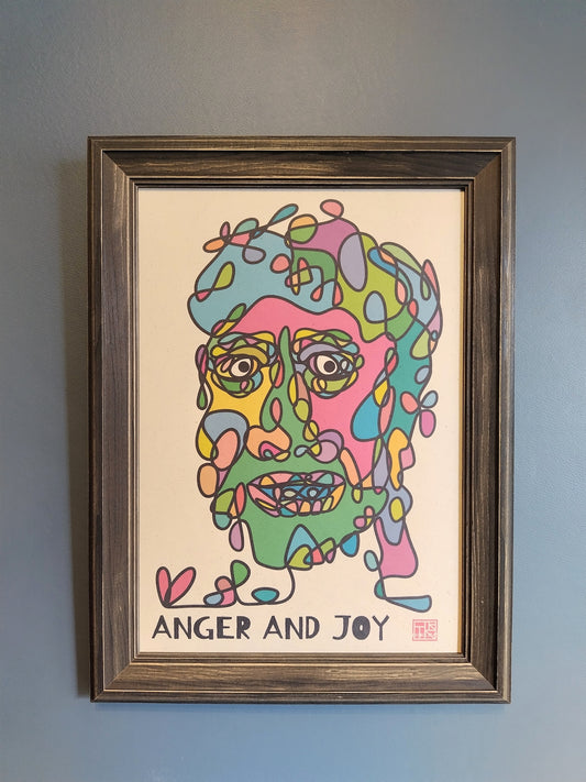 A-073【ANGER AND JOY】喜怒  フリーハンド アート