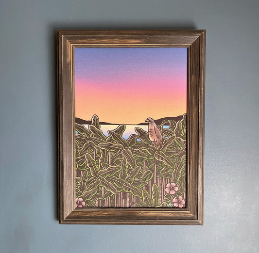 A-159【SUNSET ON THE ISLAND】島の夕暮れ アート
